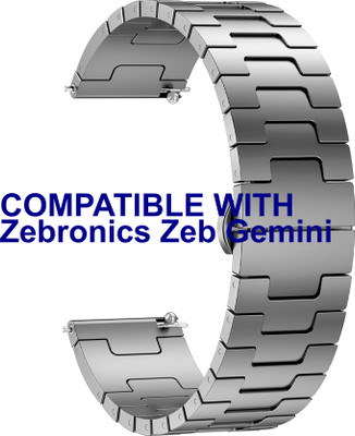 ACM WSM37Y22GY3517 Watch Strap Metal Steel 22mm for Zebronics Zeb Gemini Smartwatch Belt Grey Smart Watch Strap(Grey)