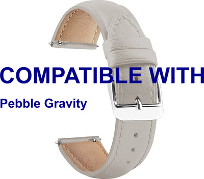 ACM WSM14B22WT3898 Watch Strap Leather Belt 22mm for New Pebble Gravity Smartwatch White Smart Watch Strap(White)