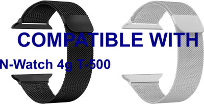 ACM WSM4M40BKSL1146N1 Pack of 2 Sliding 44mm 49mm Watch Strap Magnetic for N-Watch 4g T-500 Smartwatch Black/Silver Smart Watch Strap(Mullti Color)