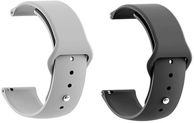 BLACK LOVIES 20 MM Soft Silicon Strap Compatible Smart Watch Strap(Black, Grey)