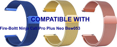 ACM WSM4M20BLGLRSG3858 Pack of 3 Watch Strap Magnetic 20mm for |Fire-Boltt Ninja Call Pro Plus Neo Bsw053 Smartwatch (Blue/Gold/Rose Gold) Smart Watch Strap(Mullti Color)