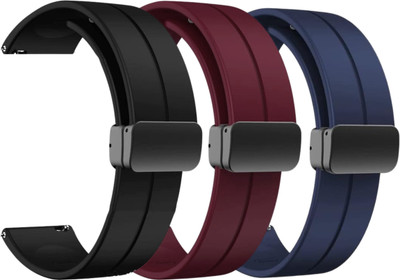 DARKFIT 22MM Silicone Strap with Folding Magnetic Lock | Compatible with Samsung Galaxy Watch 3 45mm/ Galaxy Watch 46mm/Gear S3 Classic/Frontier Compatible All 22MM Lug Width Watches (Only Strap) Smart Watch Strap(Black, Blue, Red)