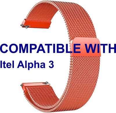 ACM WSM4M22OR3905 Watch Strap Magnetic Belt 22mm for |Itel| Alpha 3 Smartwatch Orange Smart Watch Strap(Orange)