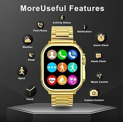 SIACART Android Smart Watch Men 4G Network BT Call GPS X8 Ultra S9 Smartwatch Smartwatch(Gold Strap, Free Size)
