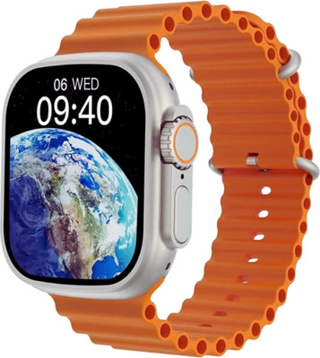 wipix New T900 Ultra21 Smart Watch with Bluetooth Calling, wireless charging pad games Smartwatch(Orange, SLIVER Strap, Free Size)