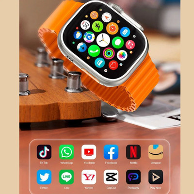 Vdax T800 Ultra Edition smart watch with WiFi GPS 4G Wireless Charger S8 Smartwatch(Orange Strap, Free Size)