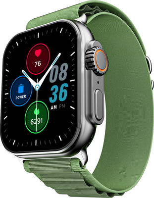 boAt Wave Genesis Pro w/ 1.96'' AMOLED Display,BT Calling,Functional Crown,boAt Coins Smartwatch(Olive Green Strap, Free Size)