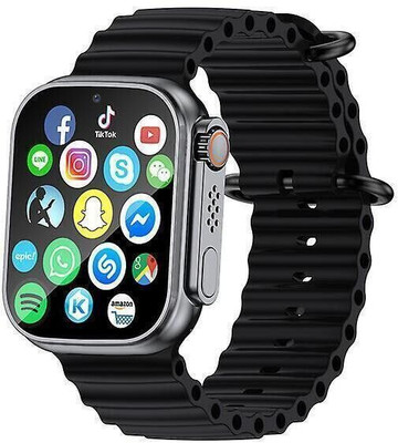Wristkart T800 Ultra Smart Watch & Wireless Charger Smartwatch(Black Strap, Free Size)