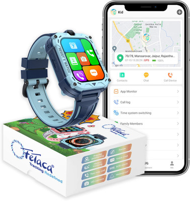 fetaca Smart 4G GPS Tracker Watch for Kids, Smartwatch(SKYBLUE Strap, Free Size)