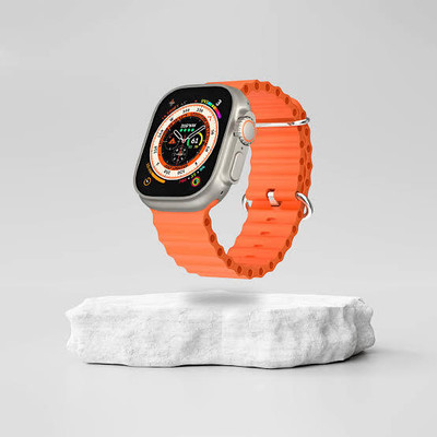 BS KRRAFTS T800 Ultra Bluetooth Calling HeartRate Fast Magnetic Charging Fitness Smartwatch(Orange Strap, Free Size/Regular)