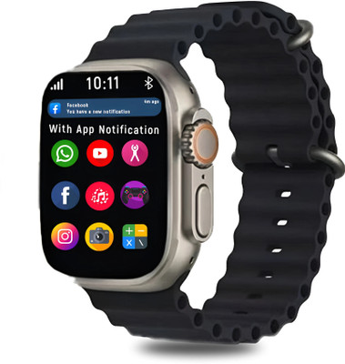 Melbon T800 Ultra Bluetooth calling, Multiple Watch Faces,Sleep Monitor, Camera. game Smartwatch(Black Strap, Free Size)