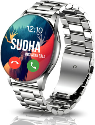 GameSir 2 Bluetooth calling, Sporty Heart Rate Monitoring Sleep Tracking Round Smartwatch(Silver Strap, Free Size Round Smartwatch)