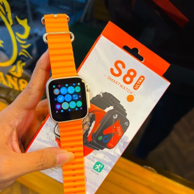 TECHMAZE S8 Ultra Unisex Watch Series8 Sports NFC Waterproof T6 Smartwatch(Orange Strap, Free Size)