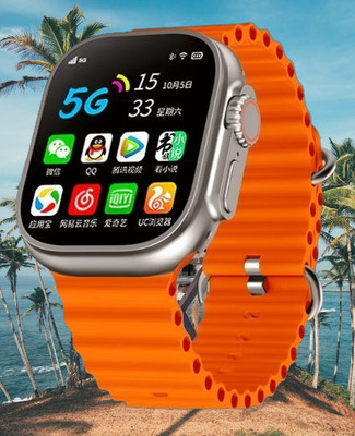 BEAT IT T800 smart watch & S8 4G network Sim Card Android System T10 Ultra T21 Smartwatch(Orange Strap, Free Size)
