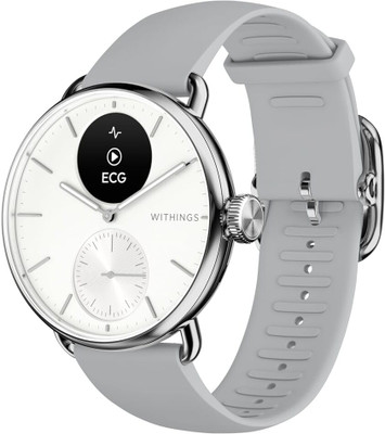 Withings Scanwatch2 Heart Health Monitor, ECG, SPO2, 30 Day Battery Life - 38mm Hybrid Smartwatch(White Strap, 38mm)