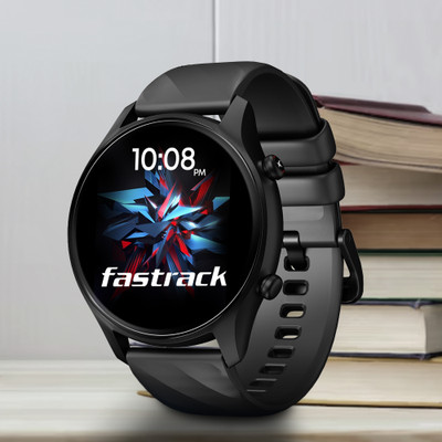 Fastrack Optimus with 1.43'' AMOLED Display with AOD(466x466)|BT Calling|Calculator|IP68 Smartwatch(Black Strap, Free Size)