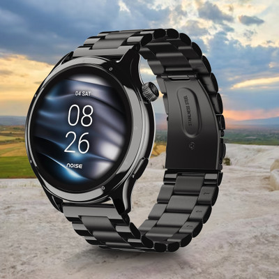 Noise Mettle 1.4” Display, Stainless Steel Finish With Metal Strap, Bluetooth Calling Smartwatch (Black Strap, Regular) For Rs. 2198 @ 63 %