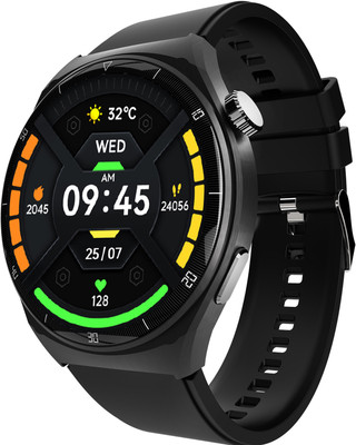 beatXP Vega X 1.43' AMOLED 466*466px Display One-Tap BT 5.2 Calling AI Voice Assistant Smartwatch(Electric Black Strap, Free Size)