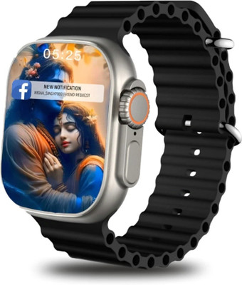 Techio T800 Smart Watch Ultra Smartwatch(Black Strap, Free)