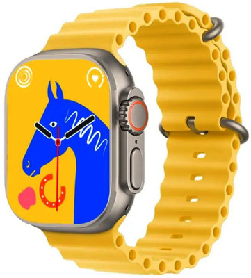 OMAZONE GT8 Ultra ,Series 8, Heart rate, Temperature, Bluetooth Calling Smartwatch(Yellow Strap, Free Size)