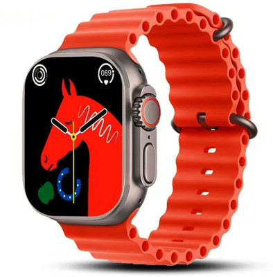 OMAZONE GT8 Ultra ,Series 8, Heart rate, Temperature, Bluetooth Calling Smartwatch(Orange Strap, Free Size)