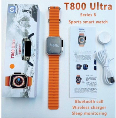 FRONY WER_760W_T800 SERIES 8 BLUETOOTH CALLING SMARTWATCH HEART MONITOR FOR MEN WOMEN Smartwatch(Orange Strap, Free)