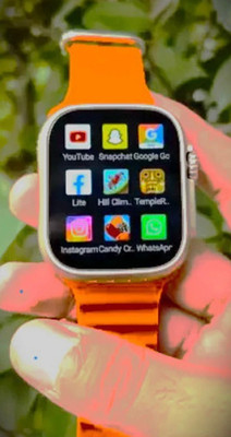 Pushkar Traders T800 Ultra Smartwatch Pro – Bluetooth Call, AMOLEd, Series 9 2025 Edition Smartwatch(ORANGE Strap, FREE SIZE)