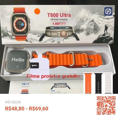 BITWEAVE T800 Ultra Smartwatch Series 8 with Bluetooth , Fitness & HD Display Smartwatch(ORANGE Strap, FREE SIZE)