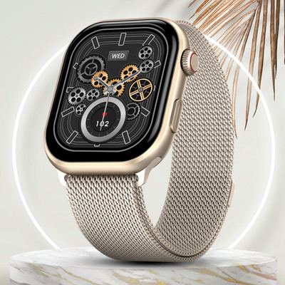 Fire-Boltt Brillia Pro 51.3mm (2.02) Largest AMOLED Display, Bluetooth Calling,Premium Look Smartwatch(Champagne Mesh Strap, Free Size)