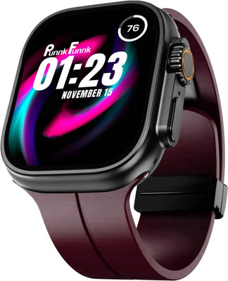 TOUCH 18 Newly T800 Ultra Smartwatch With BT Calling Fitness Tracking Multi-Sport Modes Smartwatch(Maroon Metallic Strap, Free Size)