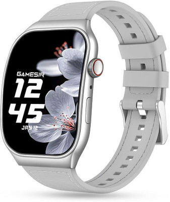 GameSir Bluetooth Calling, Premium Design Super AMOLED Curved Display|1000 Nits| Fashion Smartwatch(Grey-02 Strap, Free Size)