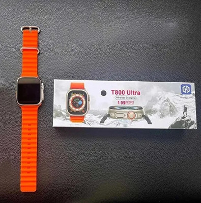 Satyam TRADERS Ultra 8 T800 Smartwatch With BT Calling & 20 + Features Smartwatch(Orange Strap, Free Size)