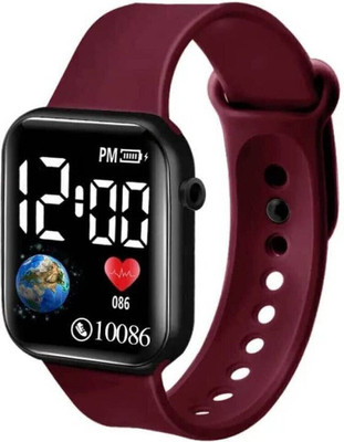EDENSCOPE LED Luxurious Fashion Silicone (No Calling) Digital Watch_EDNSW51 Smartwatch(Brown Strap, Free Size)