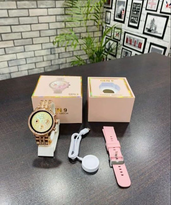 jaggolal GEN 9 SMARTWATCH WITH GOLDEN\PINK ADDITION SUITABLE WITH ANDROID\IOS MOBILE. Smartwatch(pink Strap, 10)