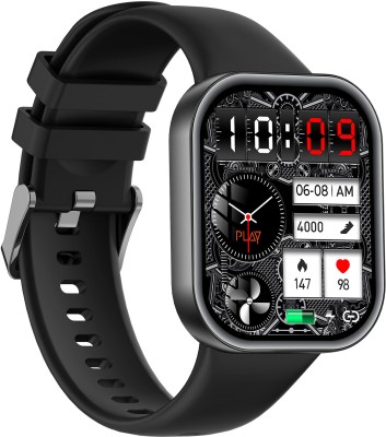 PLAYFIT FLAUNT+ with 1.96'' Full Touch Super AMOLED Display, 2.5D Glass, BT Calling Smartwatch(Black Strap, Free Size)