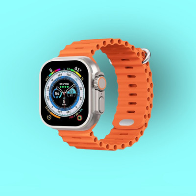 KadWaniya T800 Ultra Smart Watch With Wireless Charging Smartwatch(Orange Strap, Regular)