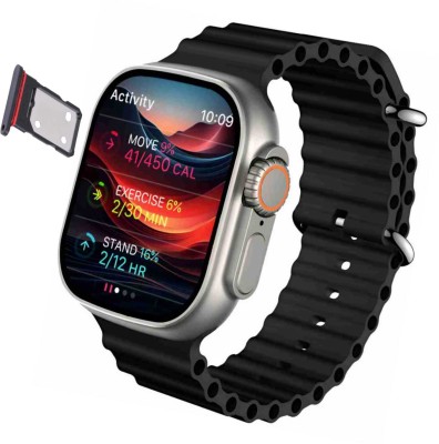 Ghostcreation T800 Ultra Smart Watch & Wireless Charger Smartwatch(BLACK Strap, Free Size)