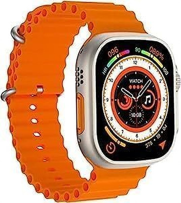 KadWaniya T800 Ultra Smart Watch With Wireless Charging Smartwatch(Orange Strap, Regular)