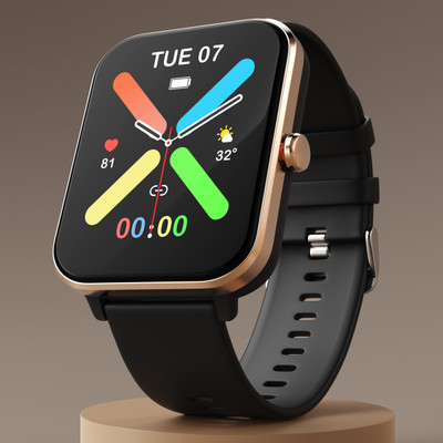 Fire-Boltt Ninja Calling Pro Plus 46.5mm (1.83) Display Bluetooth Calling, AI Voice Smartwatch(Gold Black Strap, Free Size)