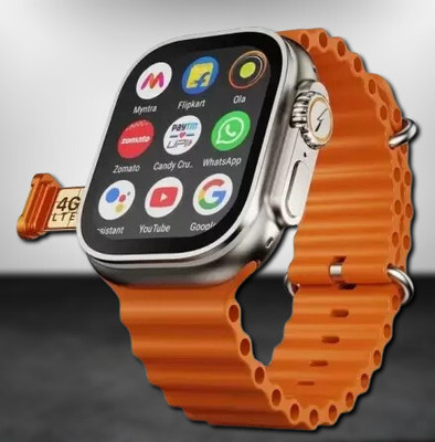 BOOMLY Ultra Orange T10 Smartwatch With BT Calling & No Sim Card Option Smartwatch(Orange Strap, Free Size)
