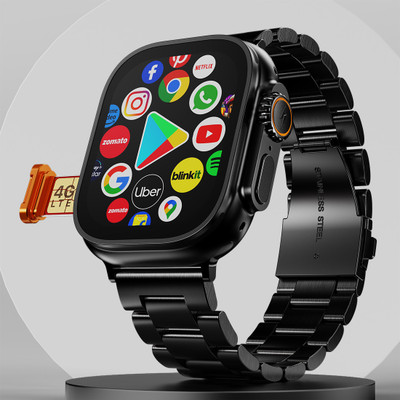Fire-Boltt Oracle WristPhone - 4G SIM/LTE/WiFi, Android OS, Play store & Phone Notification Smartwatch(Black Chrome Strap, Free Size)