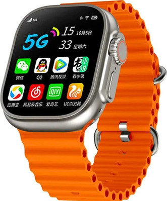MGT T800 Ultra smart watch with WiFi GPS Sim Card 4G W27 Smartwatch(Orange Strap, Free Size)
