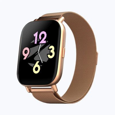 ZEBRONICS ZEB-FIT5220CH,LIMITED EDITION SpO2/BP/HR Monitor,8 Sports Mode,Metal Body &Strap Smartwatch (Gold Strap, FS)
