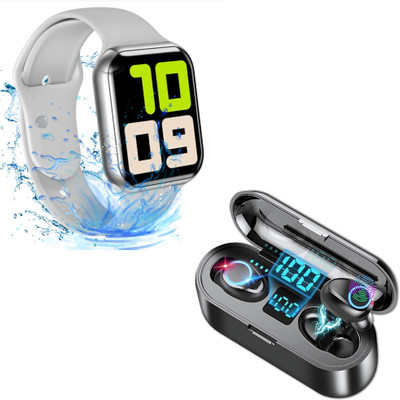 Elevea Combo C772 Touchscreen Smartwatch & F9 TWS Wireless Earbuds - 15 Years Warranty Smartwatch(White Strap, Medium)