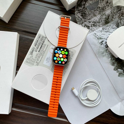 SM Enterprises UltraT-800 Series 8 Bluetooth Call 4G Network S8 Smartwatch(Orange Strap, Free Size)