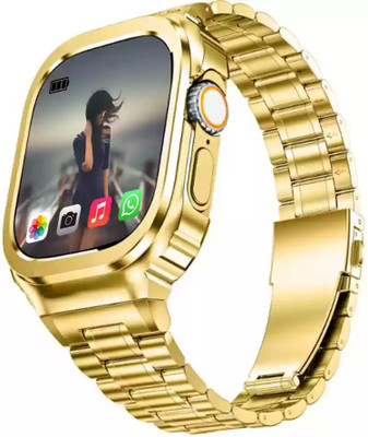 DADO S9 Ultra Golden Watch with Two strap Wireless charger and Bluetooth calling Smartwatch(Golden Strap With One Random Color Black / Orange Strap, Free Size)