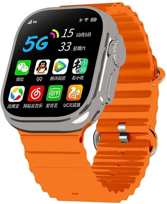 kaku T800 Android Smart Watch Men 4G Network BT Call GPS T800 Ultra T56 Smartwatch(Orange Strap, Free Size)