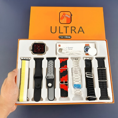 MICROBOTS 7in1 Ultra Smartwatch Metal Ocean Rubber Nylon 7 in 1 Ultra Smart Watch Smartwatch(Multicolor Strap, 49)