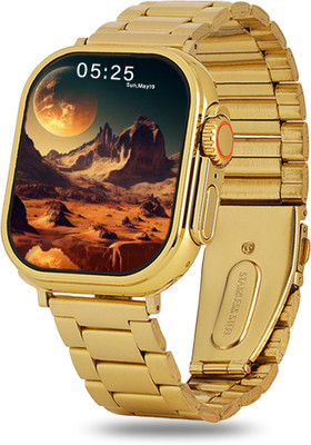 GameSir Ultra Smartwatch: Health Monitor with Sports Modes, Music Control, and Calls Smartwatch(Gold Strap, Free Size)