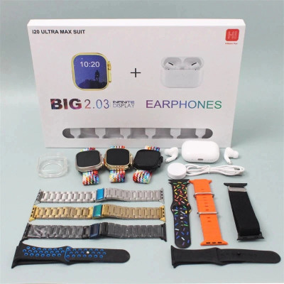 FXD I20 Ultra Bluetooth calling with wireless chager and multicolor straps and TWS Smartwatch(Multicolor Strap, Free)